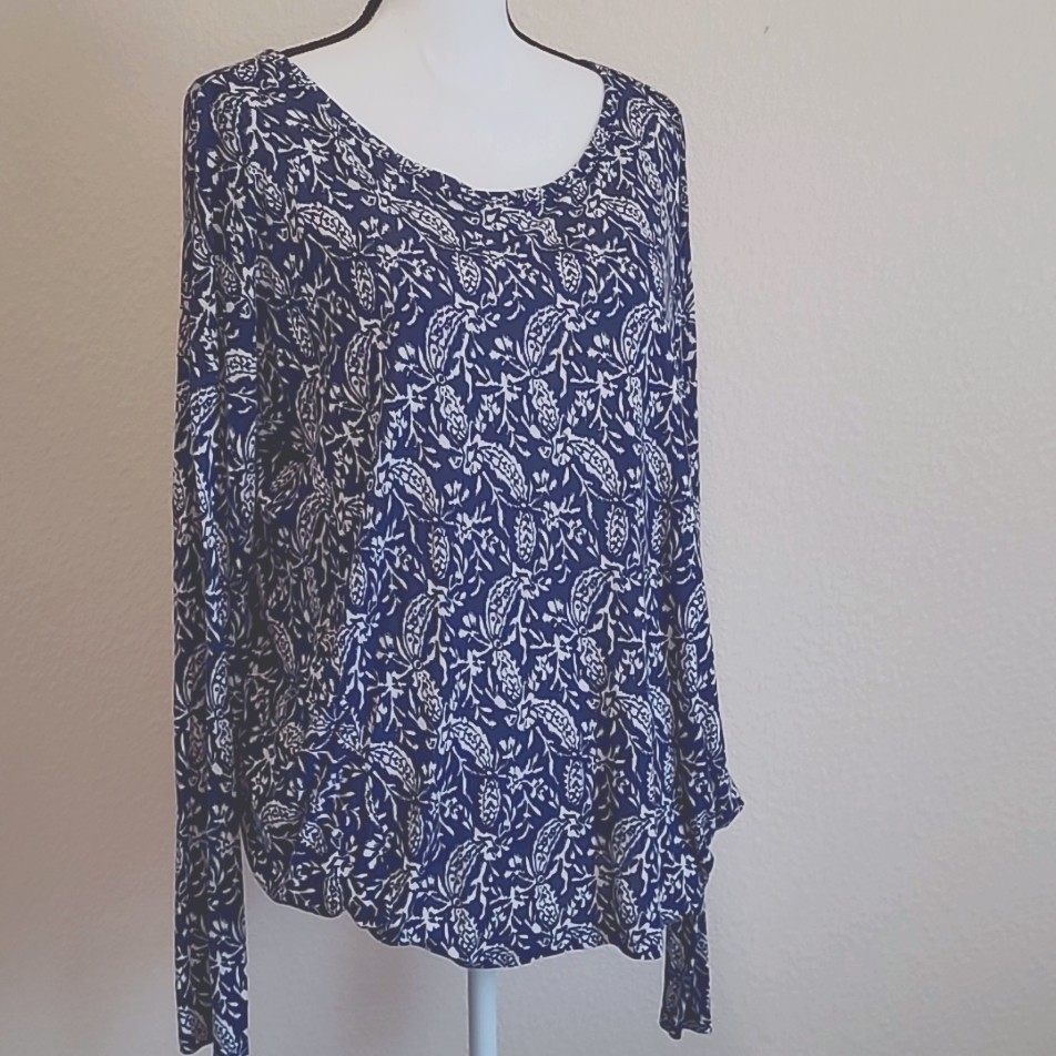 Blue White Long Sleeve Top L
